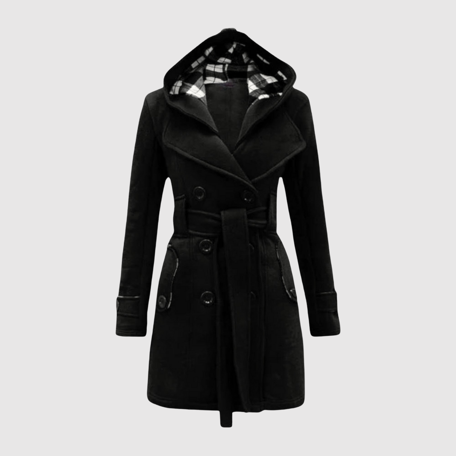 Елена – Дълго палто с колан и качулка