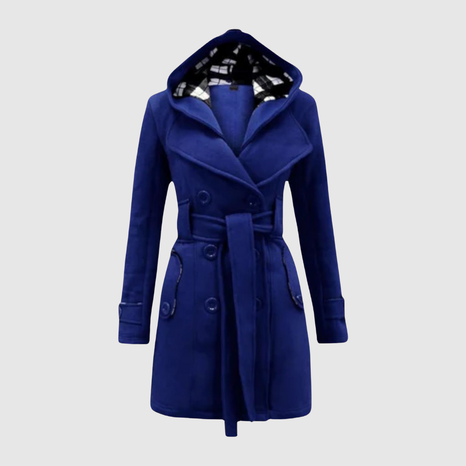 Елена – Дълго палто с колан и качулка