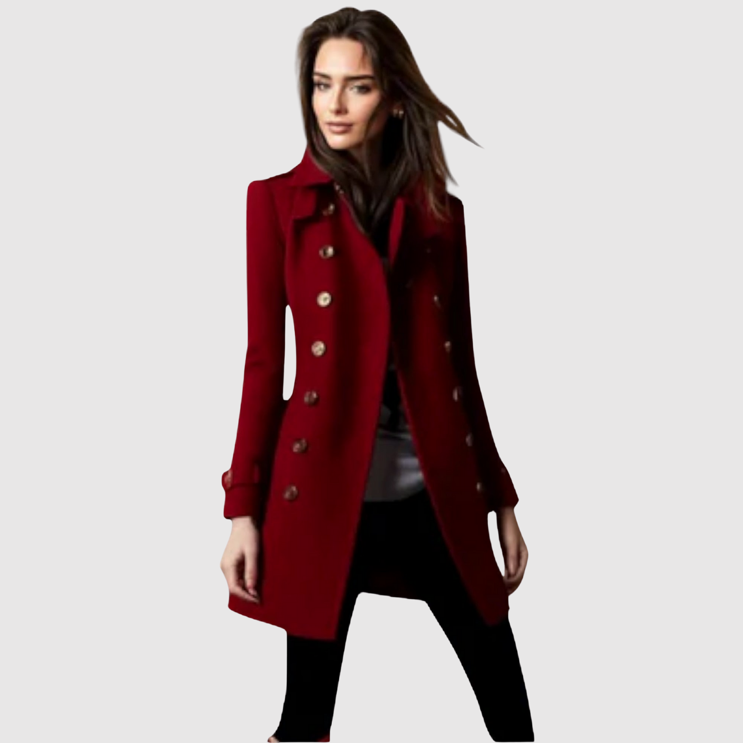 Елена – Военен вдъхновен палто с златисти копчета