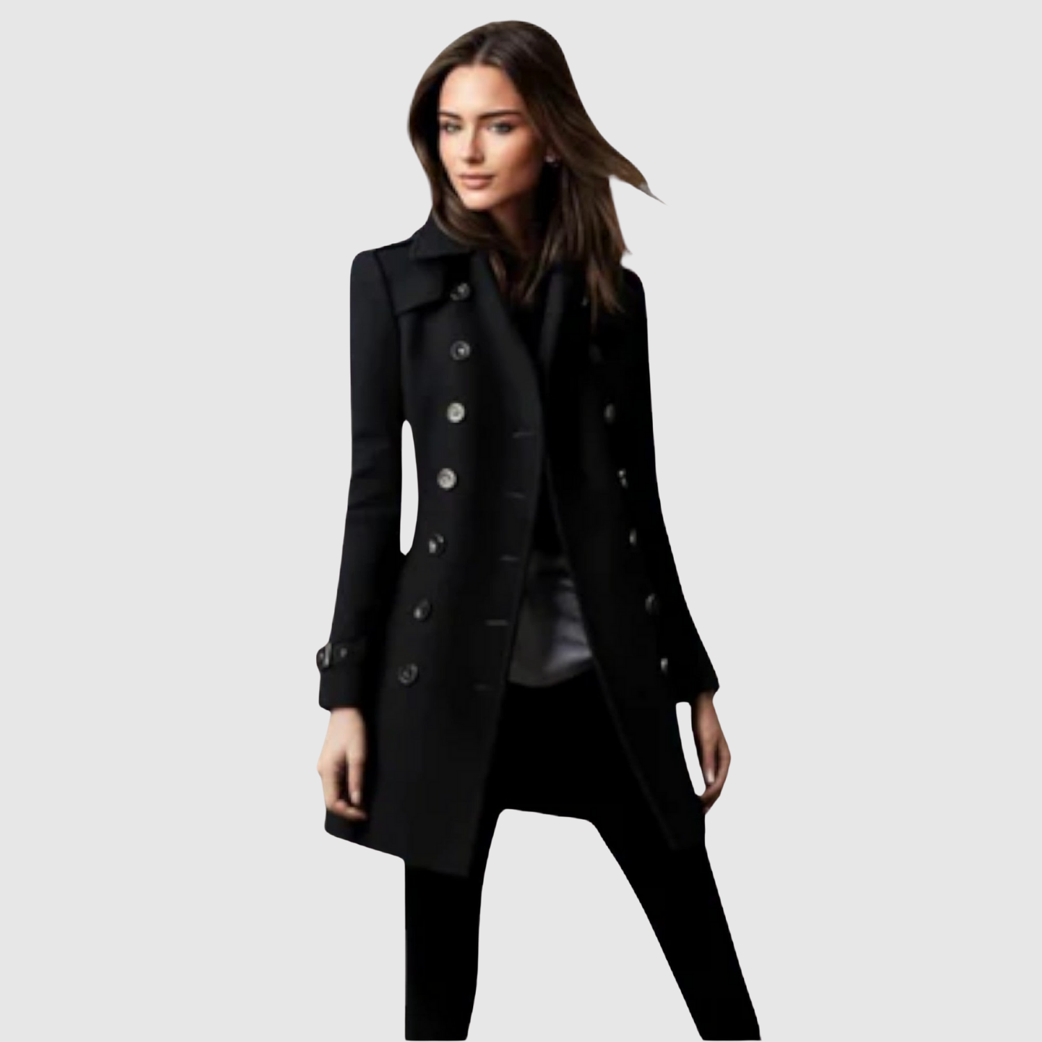 Елена – Военен вдъхновен палто с златисти копчета