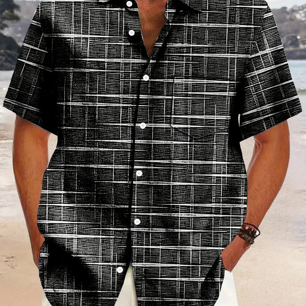 Мирослав -  Елегантна риза с райе и каре