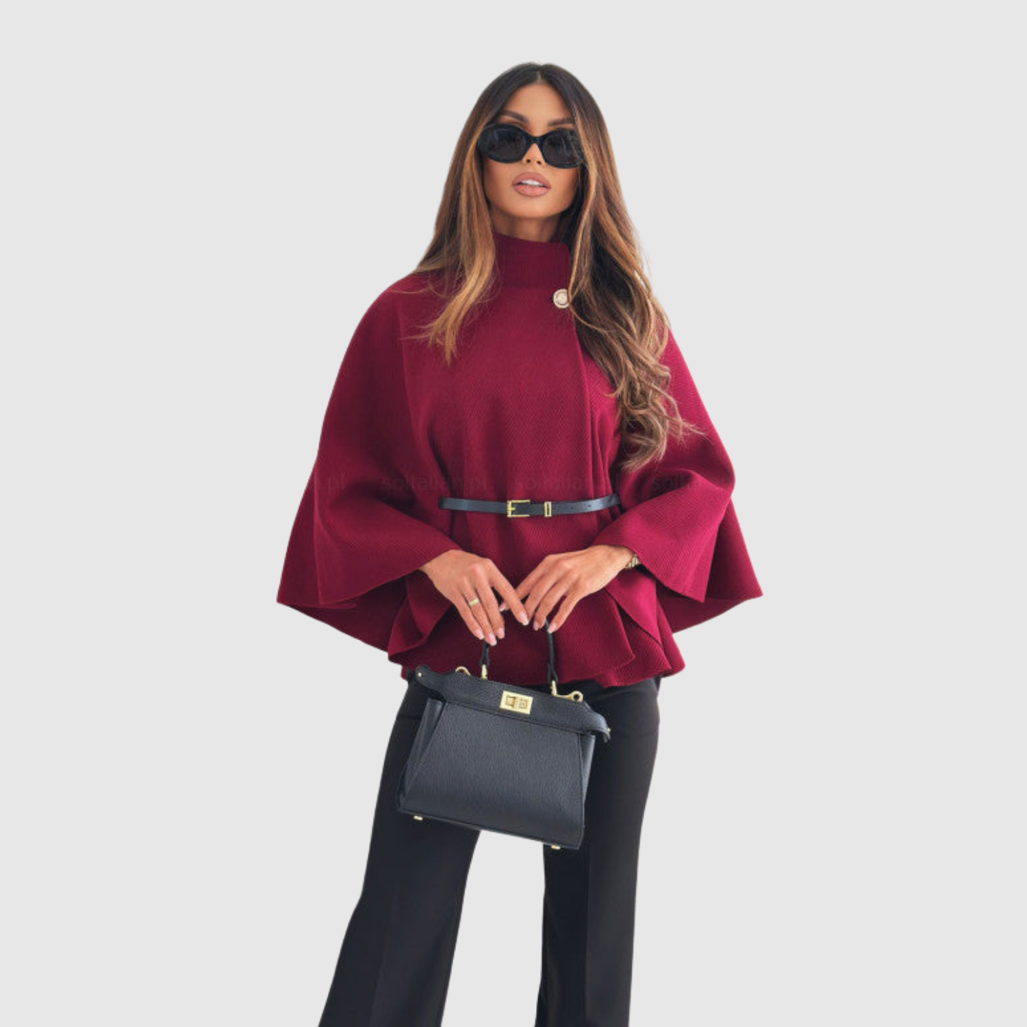 Габриела - Елегантен дамски пончо с колан