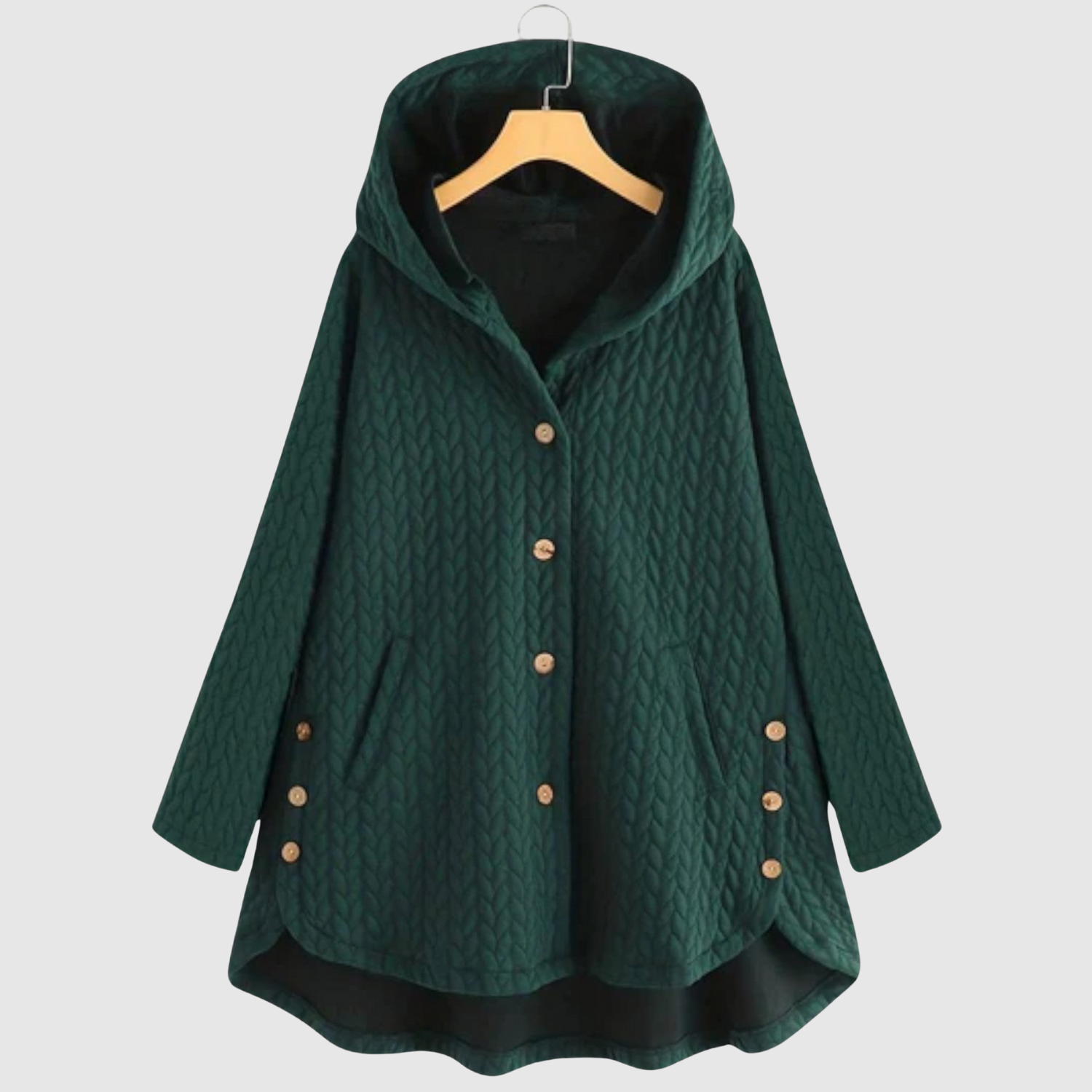 Елена – Плетена туника с качулка и декоративни копчета